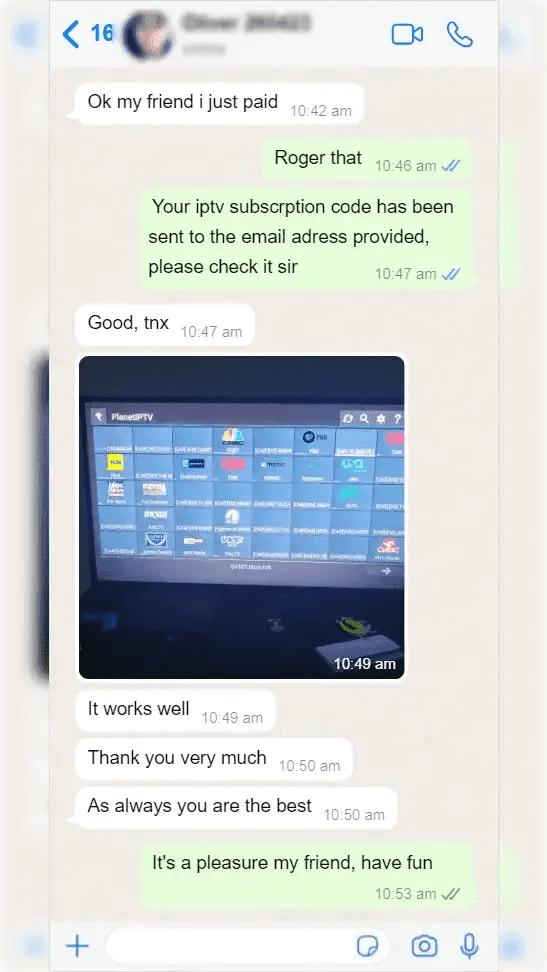 Client WhatsApp review