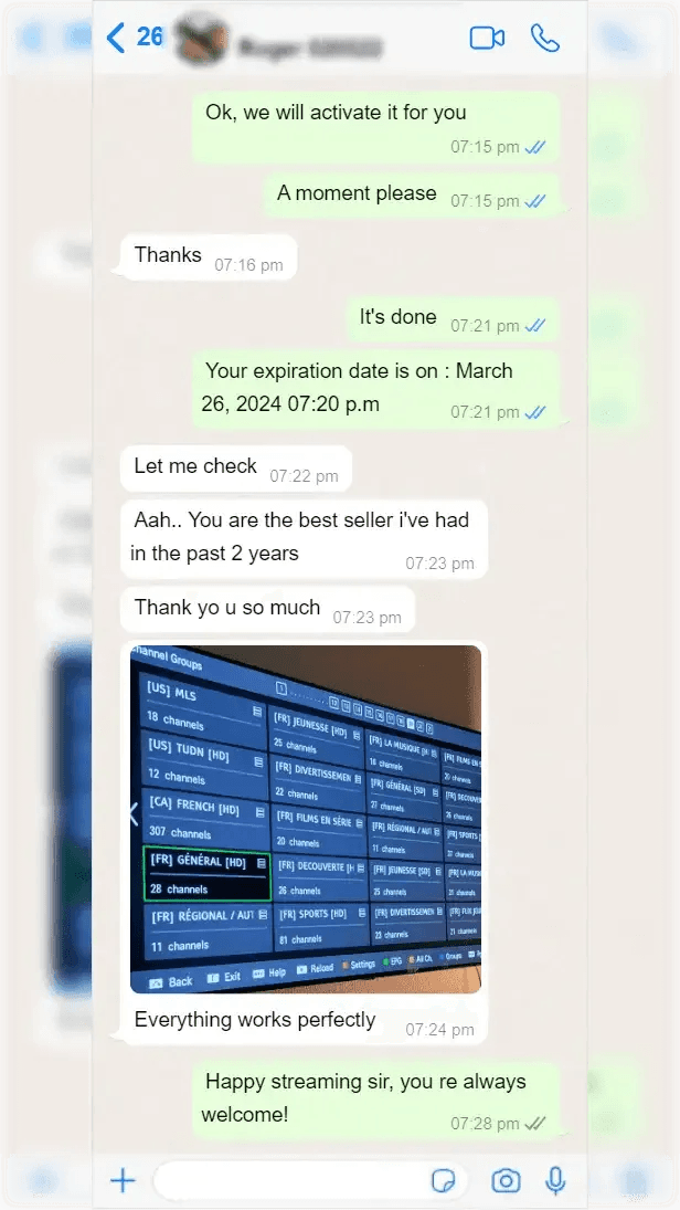 Client WhatsApp review